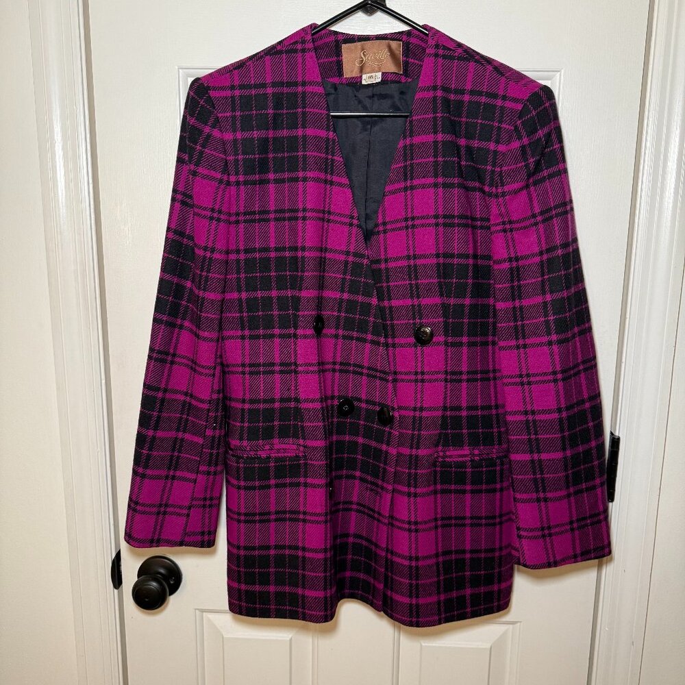 Vintage Saville Plaid Wool Blazer